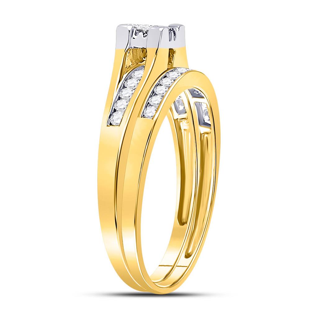 10k Yellow Gold Princess Diamond Bridal Wedding Ring Set 1/2 Cttw