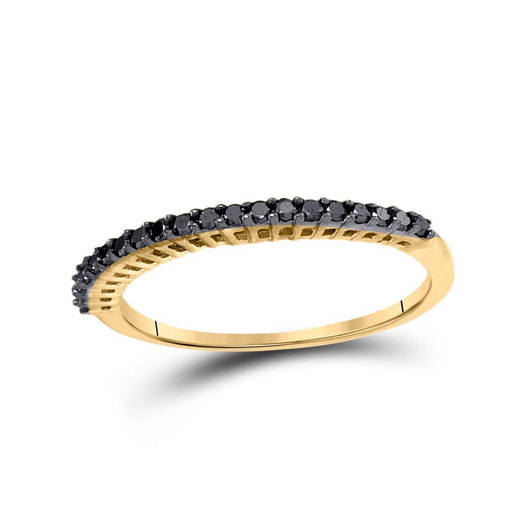 10k Yellow Gold Round Black Diamond Single Row Band 1/4 Cttw - Size 6