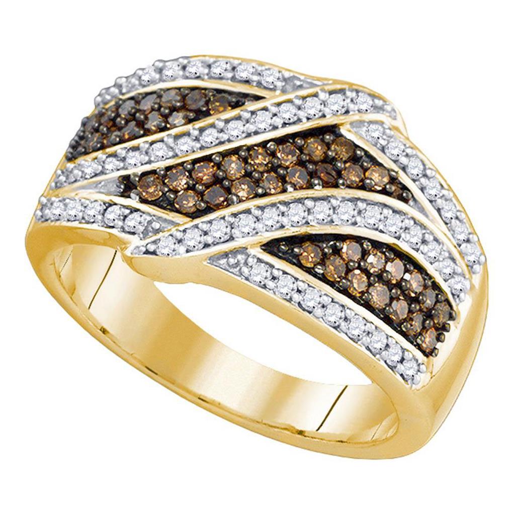 10k Yellow Gold Round Brown Diamond Band Ring 3/4 Cttw