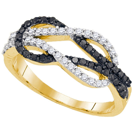 10k Yellow Gold Round Black Diamond Band Ring 1/2 Cttw