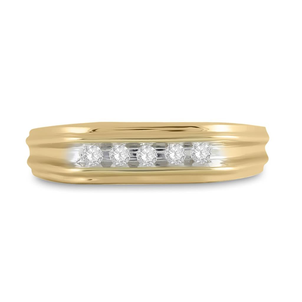 10k Two-tone Gold Round Diamond Wedding Band Ring 1/8 Cttw