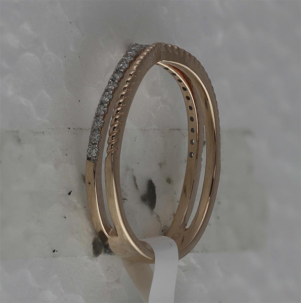 10k Rose Gold Round Diamond Chevron Fashion Ring 1/5 Cttw