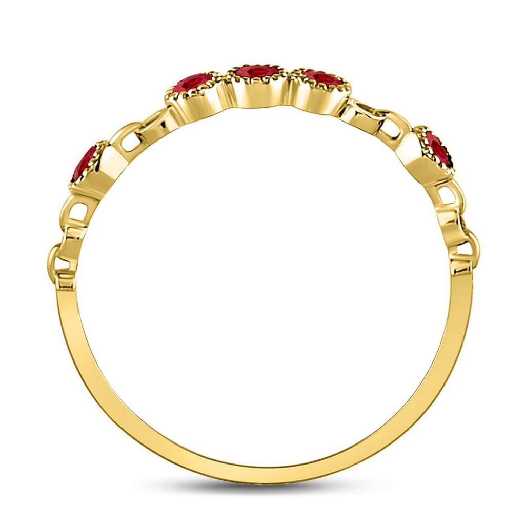 10kt Yellow Gold Round Ruby Dot Stackable Band Ring 1/5 Cttw