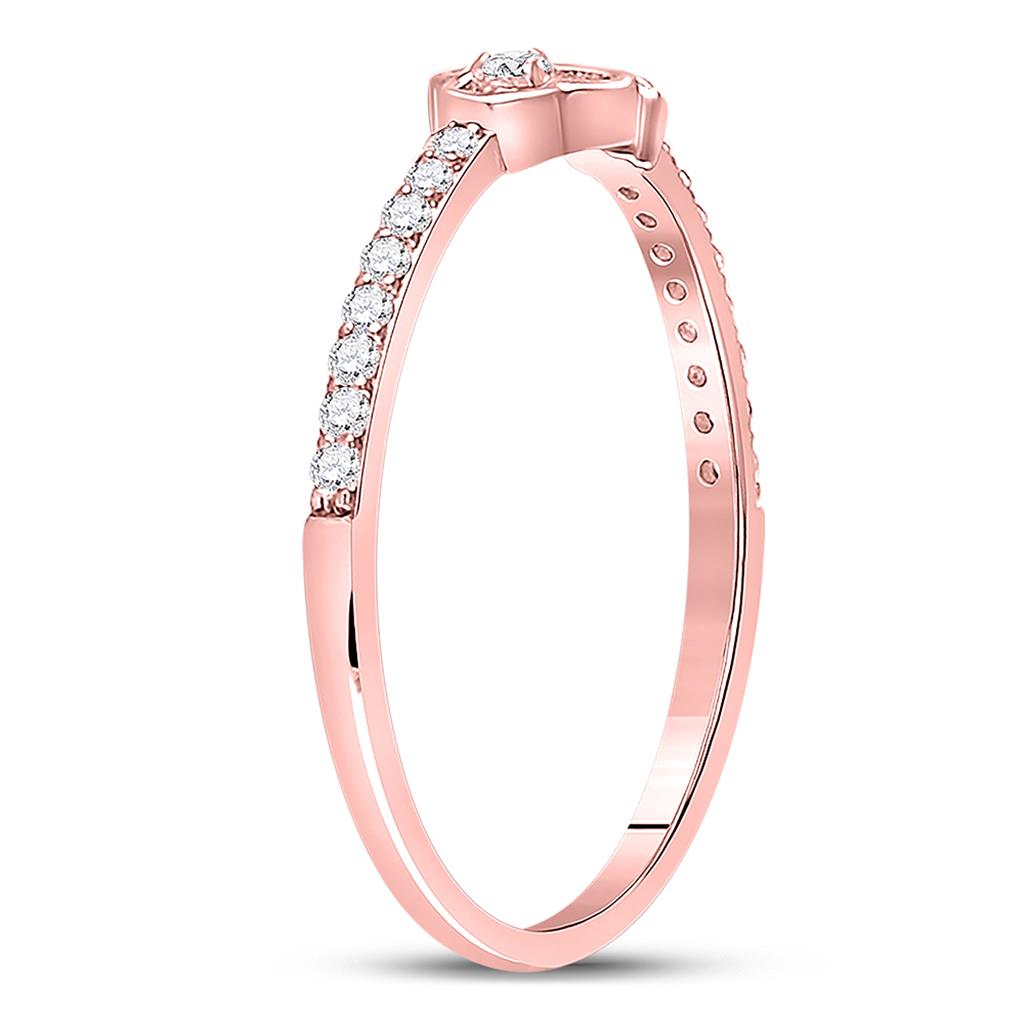 10k Rose Gold Round Diamond Spade Stackable Band Ring 1/6 Cttw