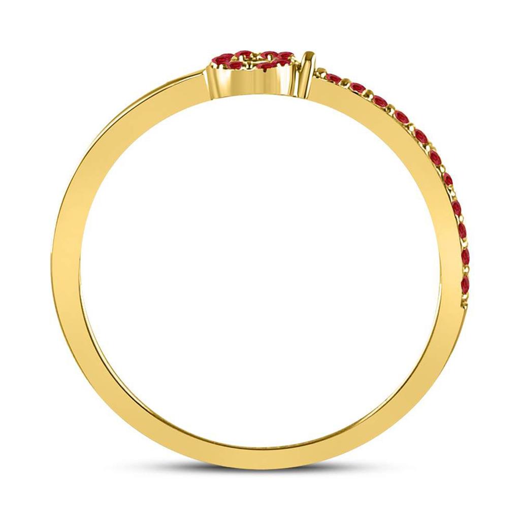 10kt Yellow Gold Round Ruby Key Stackable Band Ring 1/5 Cttw