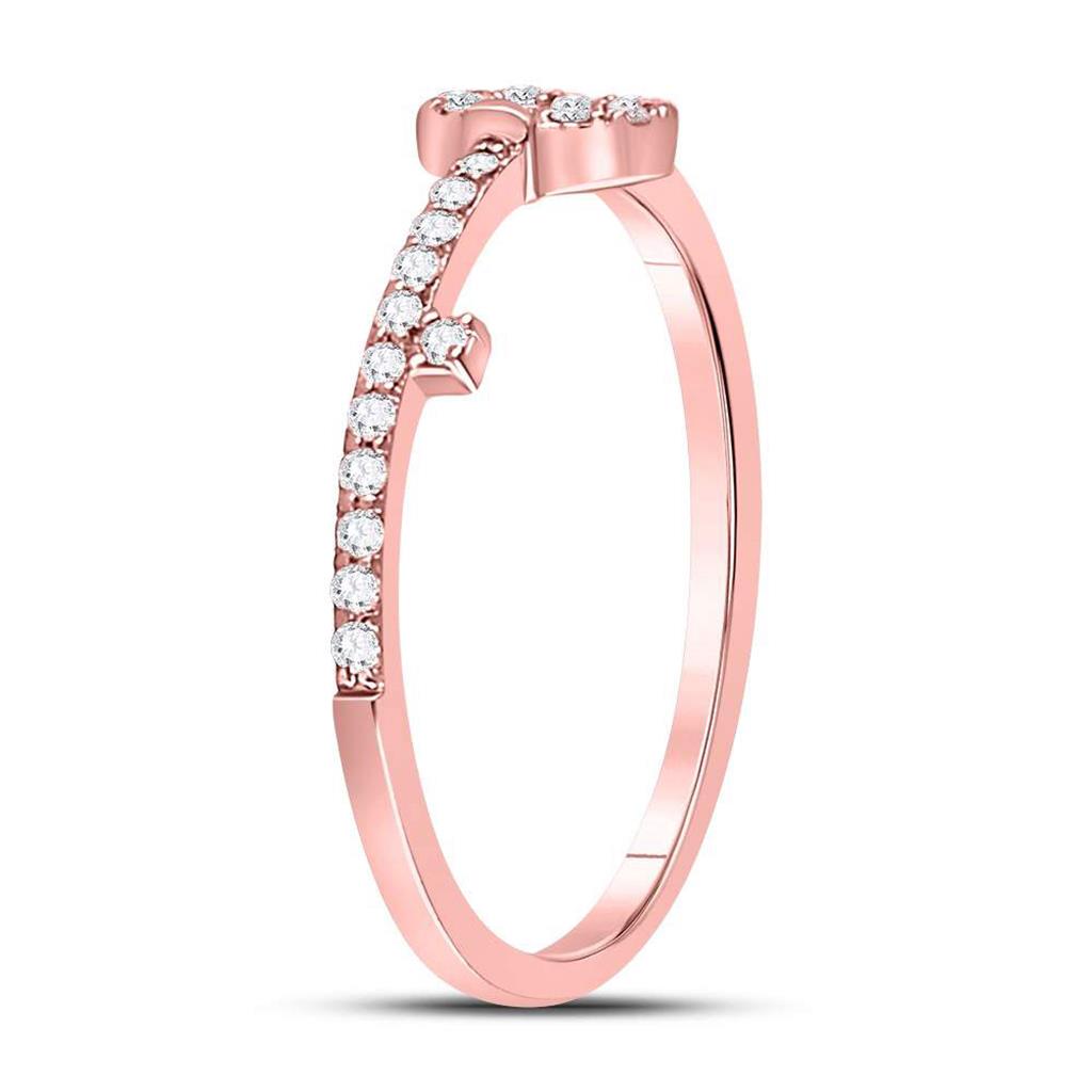 10kt Rose Gold Round Diamond Key Stackable Band Ring 1/8 Cttw