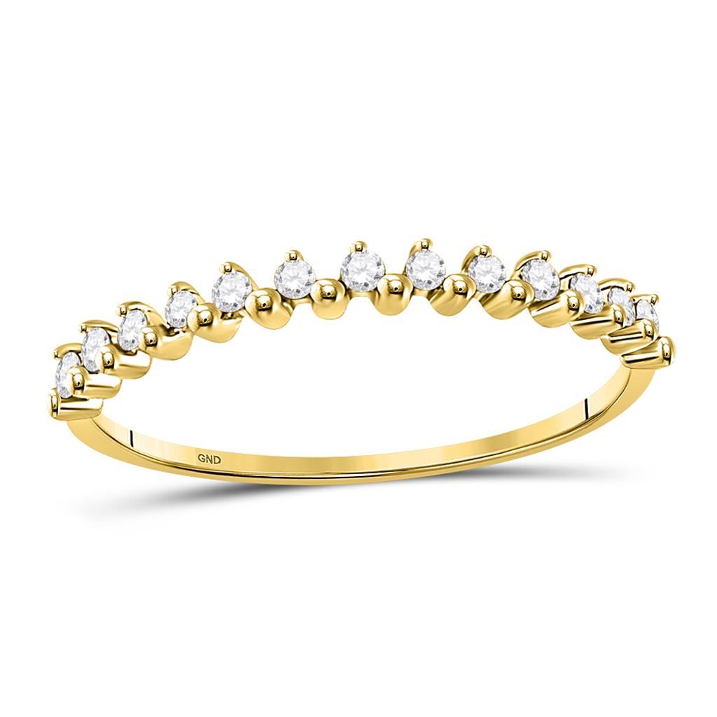 10k Yellow Gold Round Diamond Stackable Band Ring 1/8 Cttw