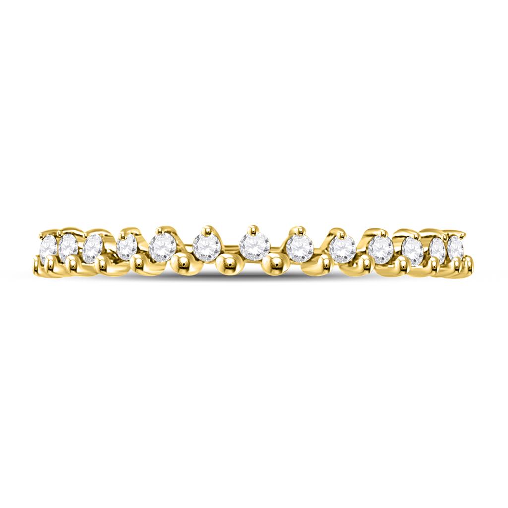 10k Yellow Gold Round Diamond Stackable Band Ring 1/8 Cttw