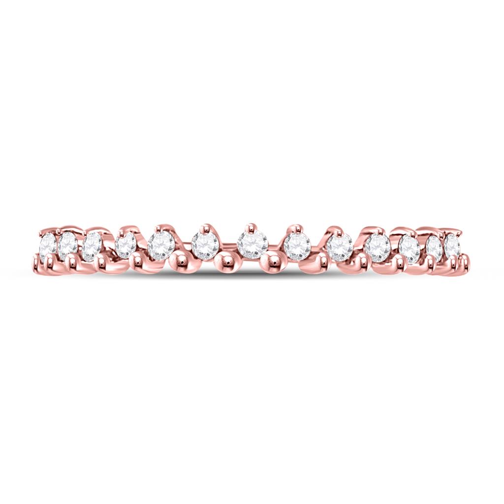 10k Rose Gold Round Diamond Stackable Band Ring 1/8 Cttw