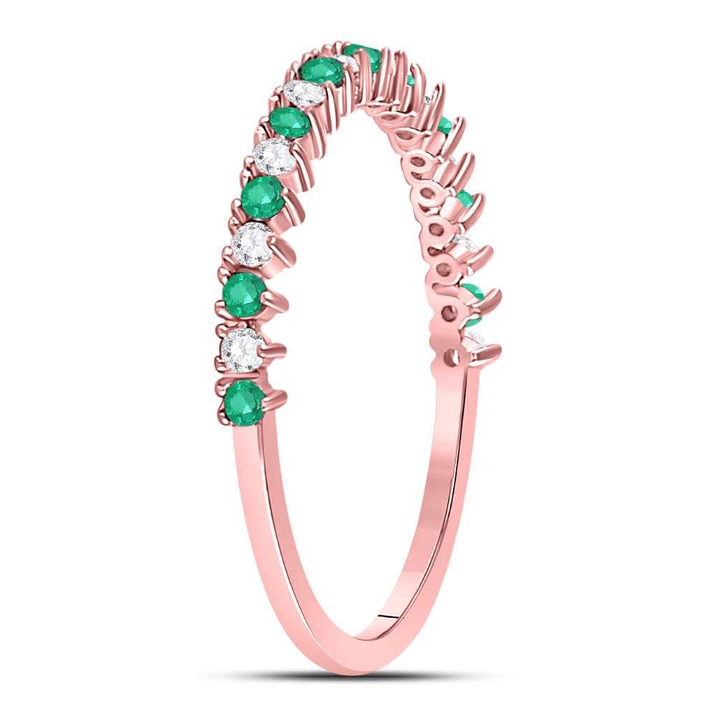 10k Rose Gold Round Emerald Diamond Stackable Band Ring 1/5 Cttw