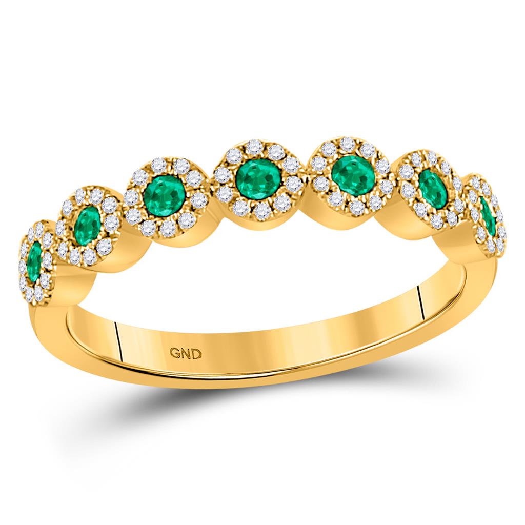 10k Yellow Gold Round Emerald Diamond Stackable Band Ring 1/2 Cttw