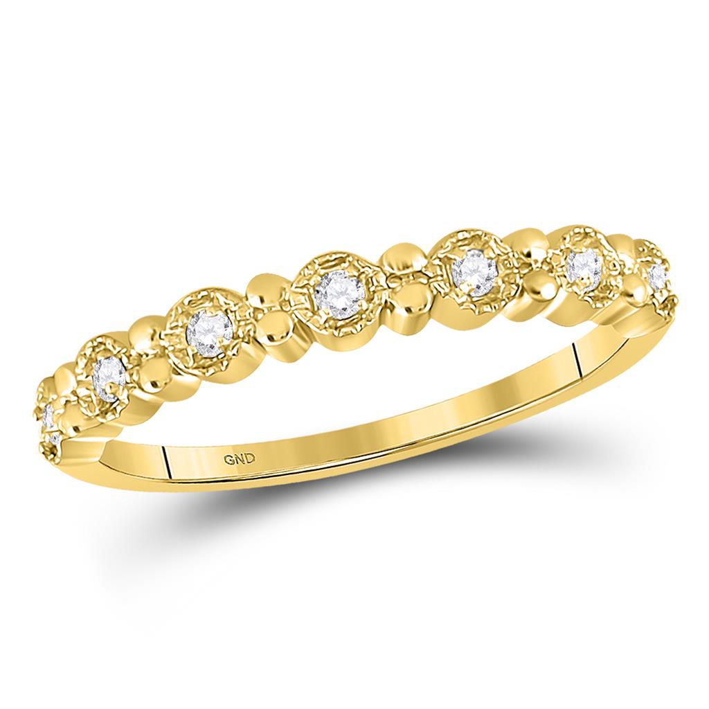 10k Yellow Gold Round Diamond Stackable Band Ring 1/10 Cttw