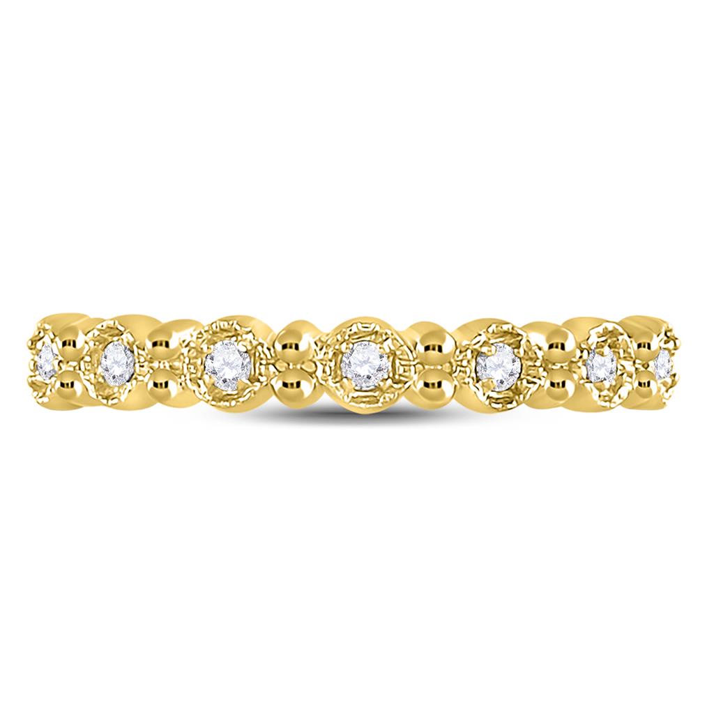 10k Yellow Gold Round Diamond Stackable Band Ring 1/10 Cttw