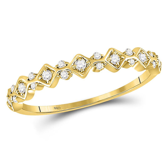 10k Yellow Gold Round Diamond Stackable Band Ring 1/6 Cttw