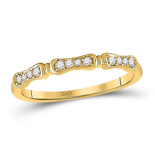 10k Yellow Gold Round Diamond Stackable Band Ring 1/10 Cttw