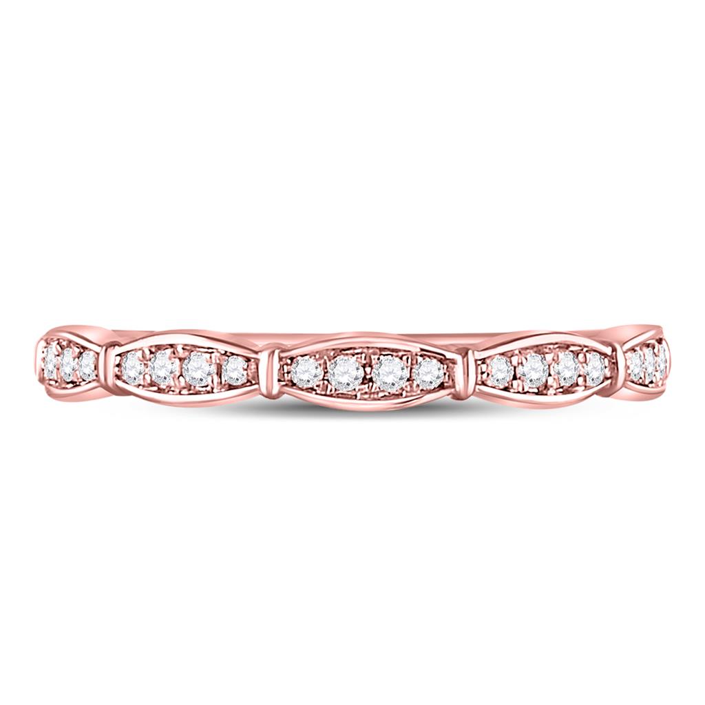 10k Rose Gold Round Diamond Stackable Band Ring 1/8 Cttw