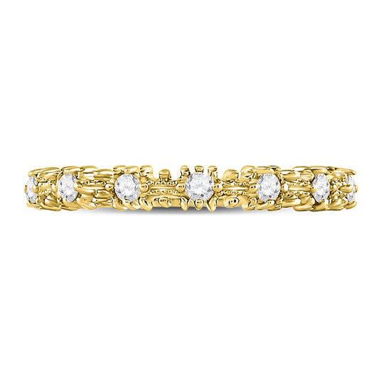 10k Yellow Gold Round Diamond Stackable Band Ring 1/6 Cttw