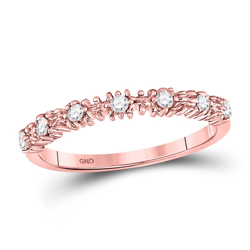 10k Rose Gold Round Diamond Stackable Band Ring 1/6 Cttw