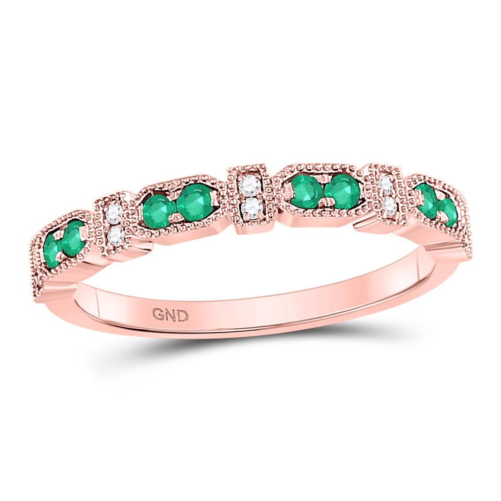 1/20CTW-Diamond 1/6CT-EMERALD GEMSTONE STACKABLE BAND