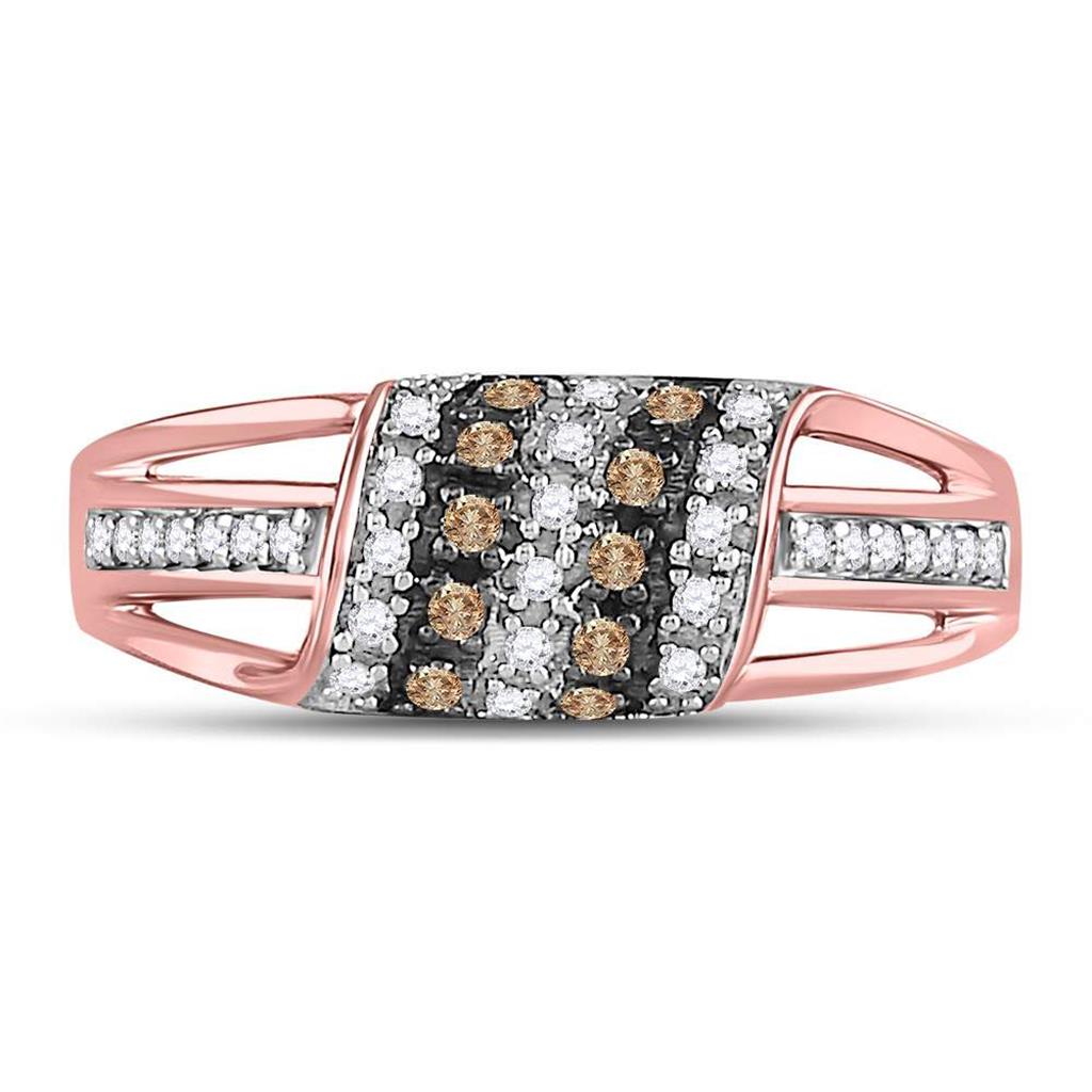 10k Rose Gold Round Brown Diamond Band Ring 1/4 Cttw