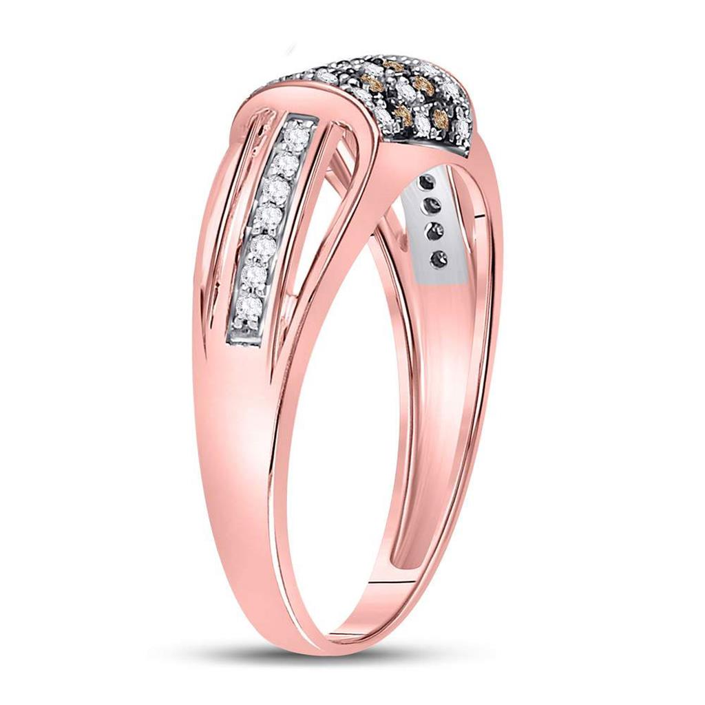 10k Rose Gold Round Brown Diamond Band Ring 1/4 Cttw