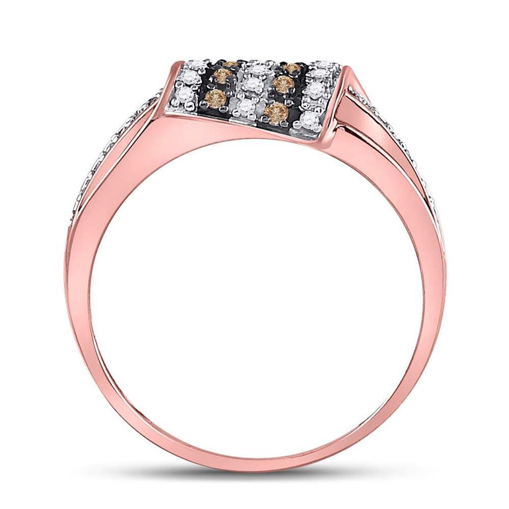 10k Rose Gold Round Brown Diamond Band Ring 1/4 Cttw