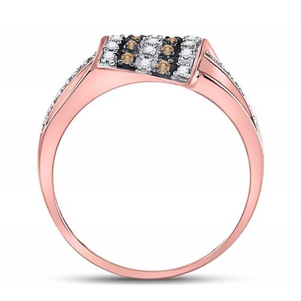 10k Rose Gold Round Brown Diamond Band Ring 1/4 Cttw