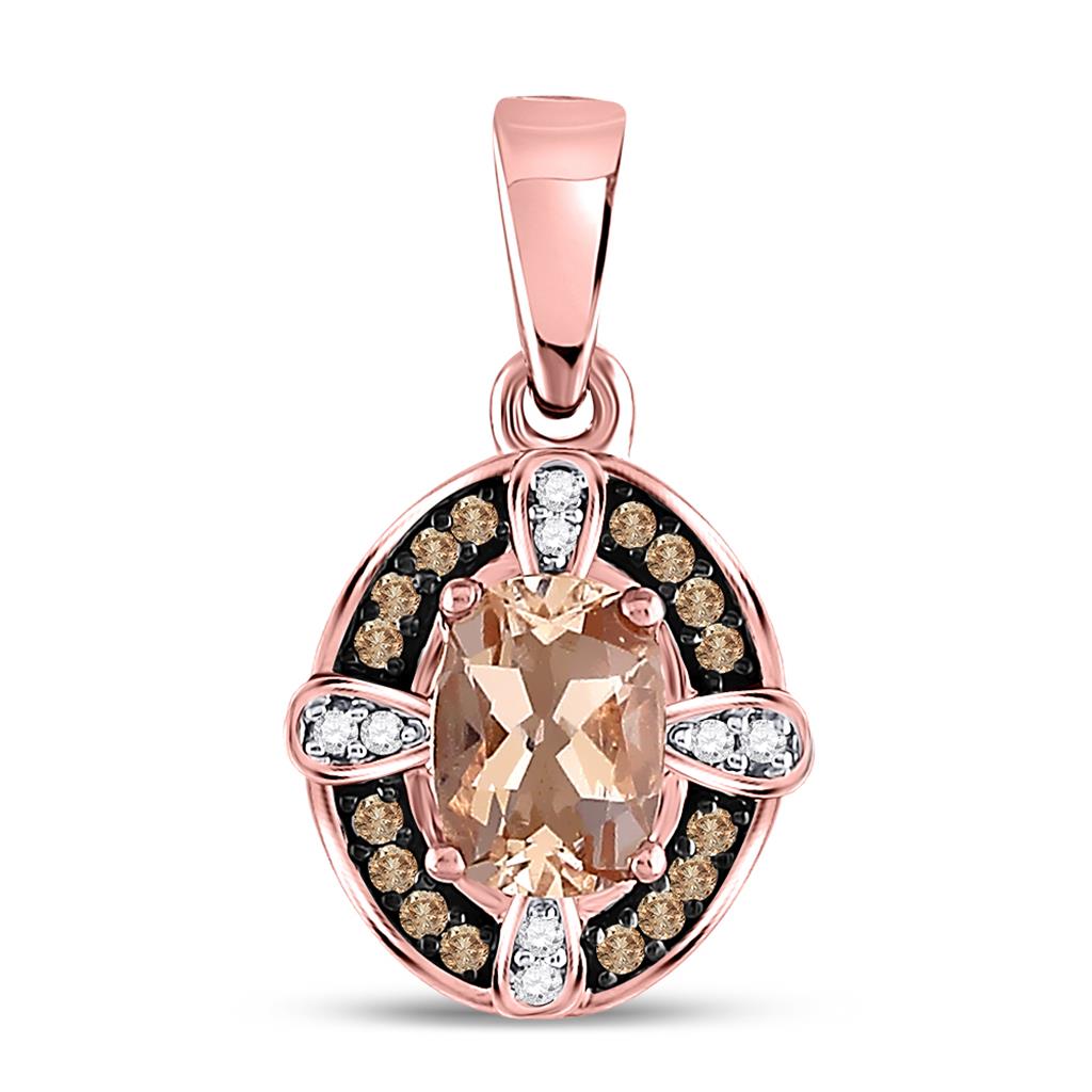 10k Rose Gold Oval Morganite Fashion Solitaire Pendant 1 Cttw