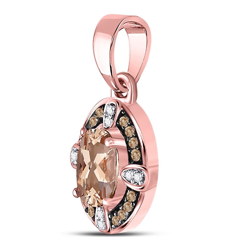 10k Rose Gold Oval Morganite Fashion Solitaire Pendant 1 Cttw