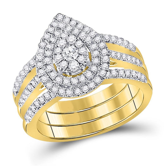 3/4 Ct. Round Diamond Bridal Engagement Ring Set 14K Yellow Gold