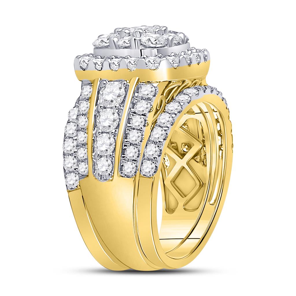 14k Yellow Gold Round Diamond Bridal Wedding Ring Set 3 Cttw