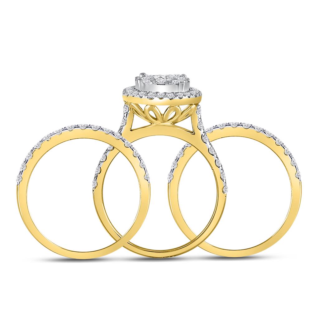 14k Yellow Gold Round Diamond Bridal Wedding Ring Set 2 Cttw (Certified)