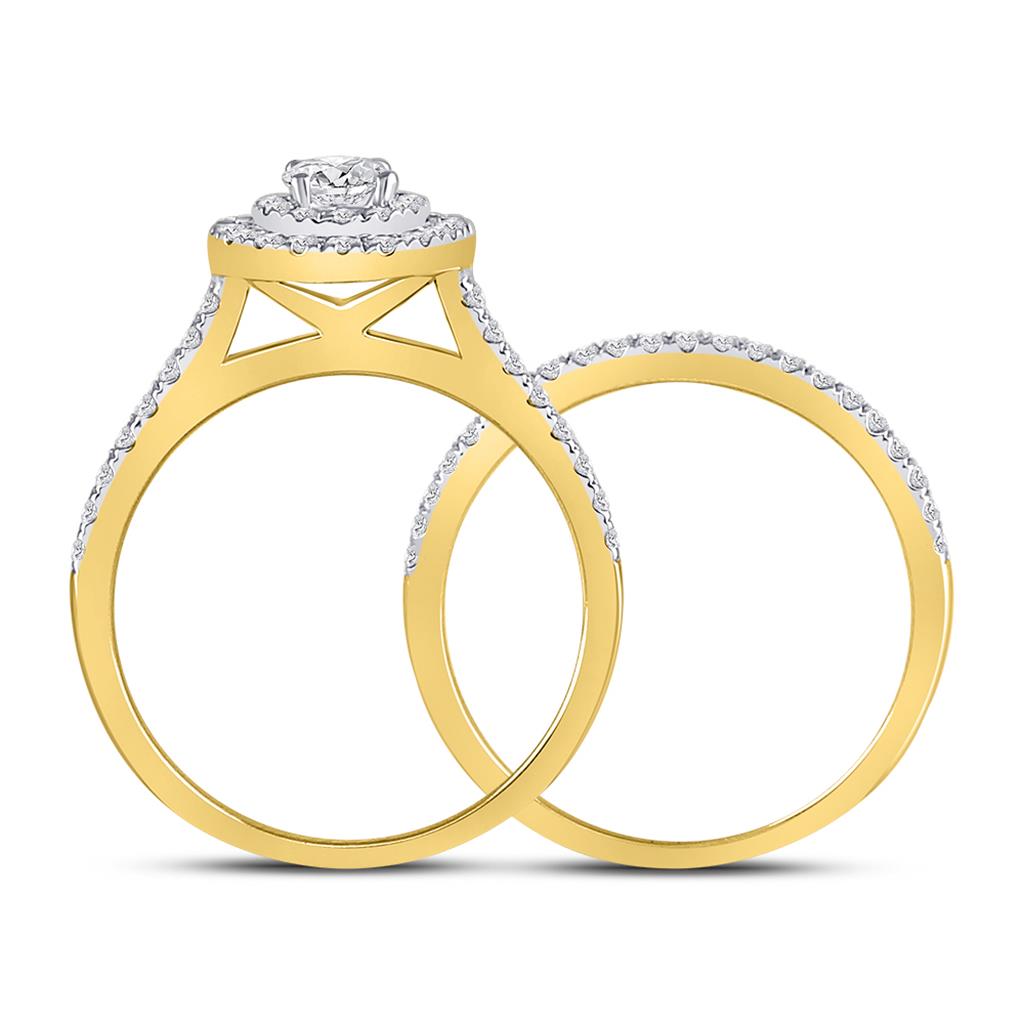 14k Yellow Gold Round Diamond Bridal Wedding Ring Set 1 Cttw (Certified)