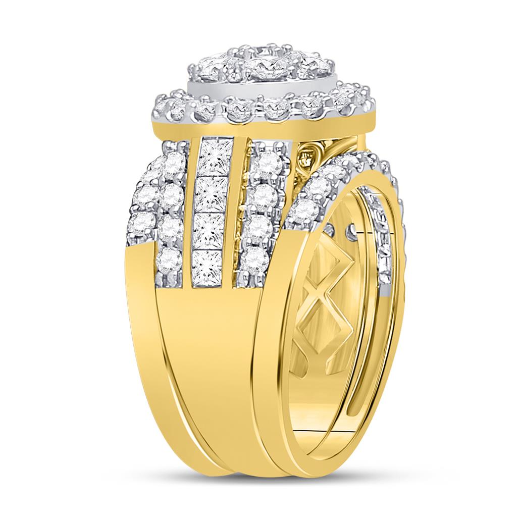 14k Yellow Gold Round Diamond Bridal Wedding Ring Set 3 Cttw