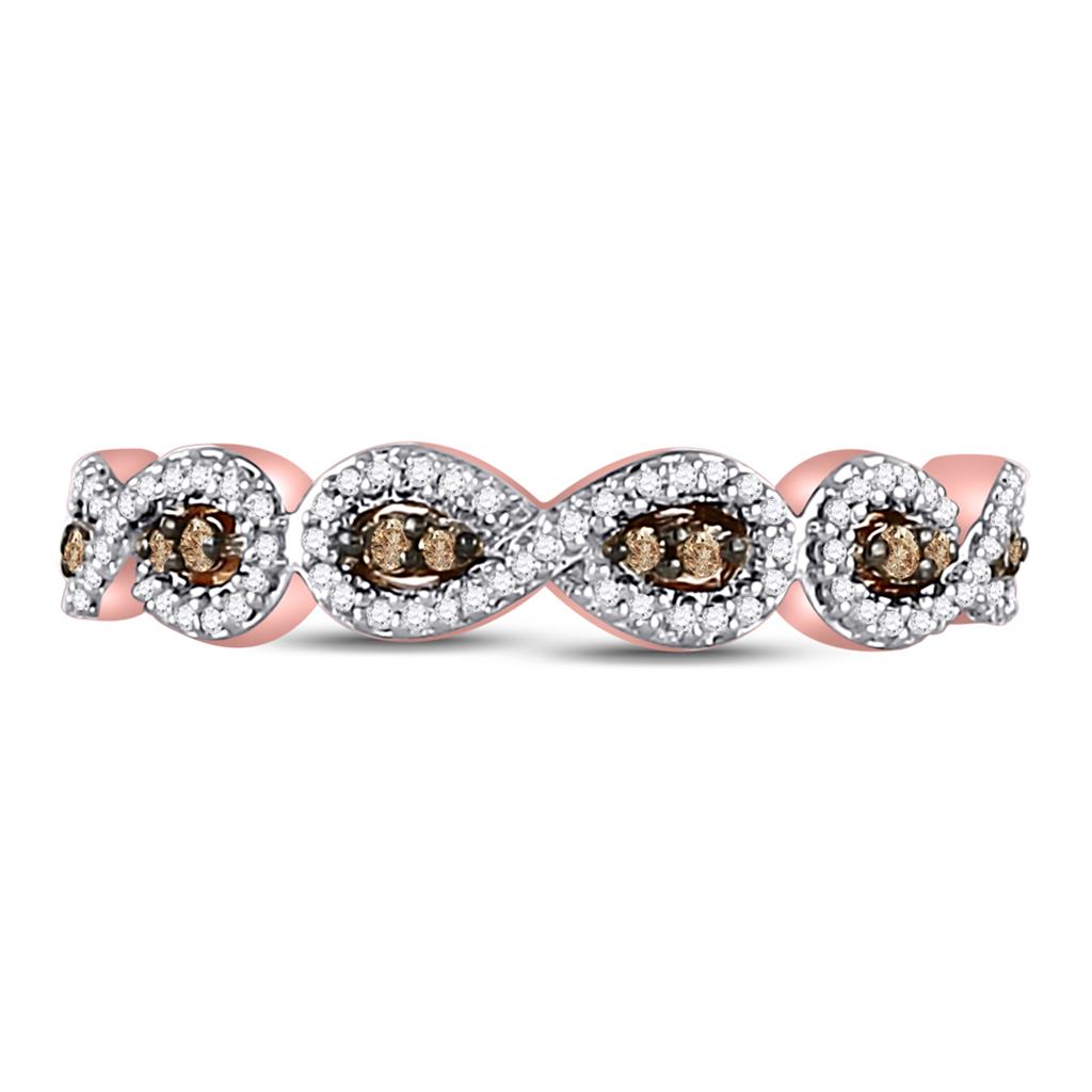 10k Rose Gold Round Brown Diamond Band Ring 1/4 Cttw