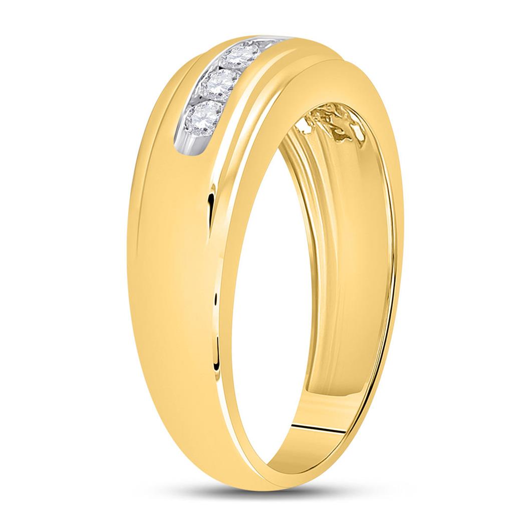 10k Yellow Gold Round Diamond Wedding Single Row Band Ring 1/2 Cttw