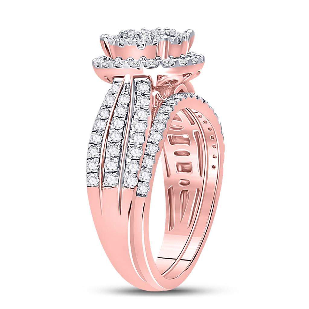 10k Rose Gold Round Diamond Bridal Wedding Ring Set 1-1/4 Cttw (Certified)