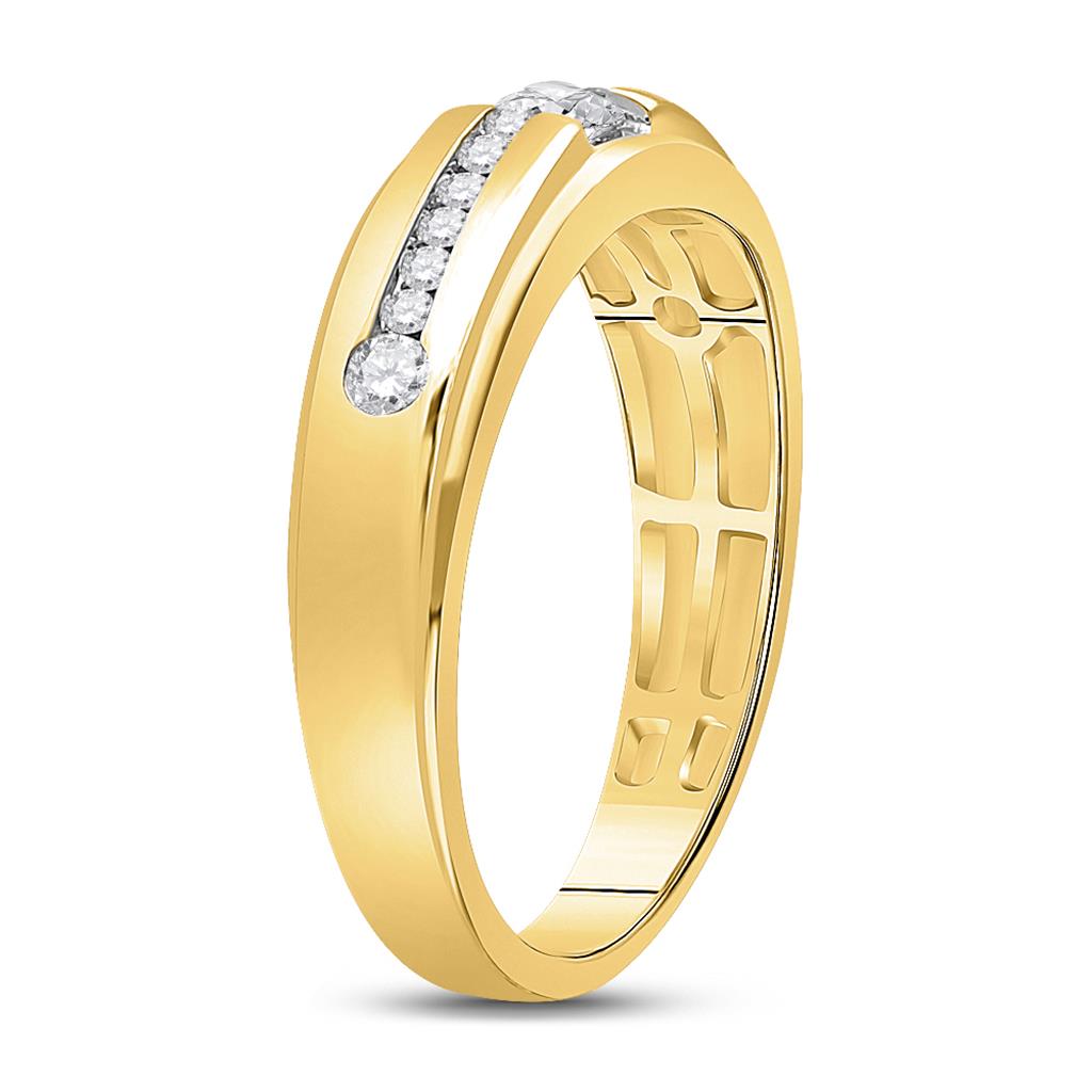 10k Yellow Gold Round Diamond Solitaire Wedding Band Ring 1/2 Cttw