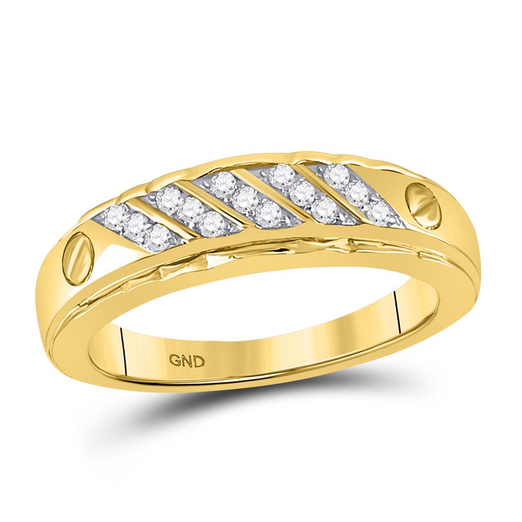 10k Yellow Gold Round Diamond Wedding Band Ring 1/5 Cttw