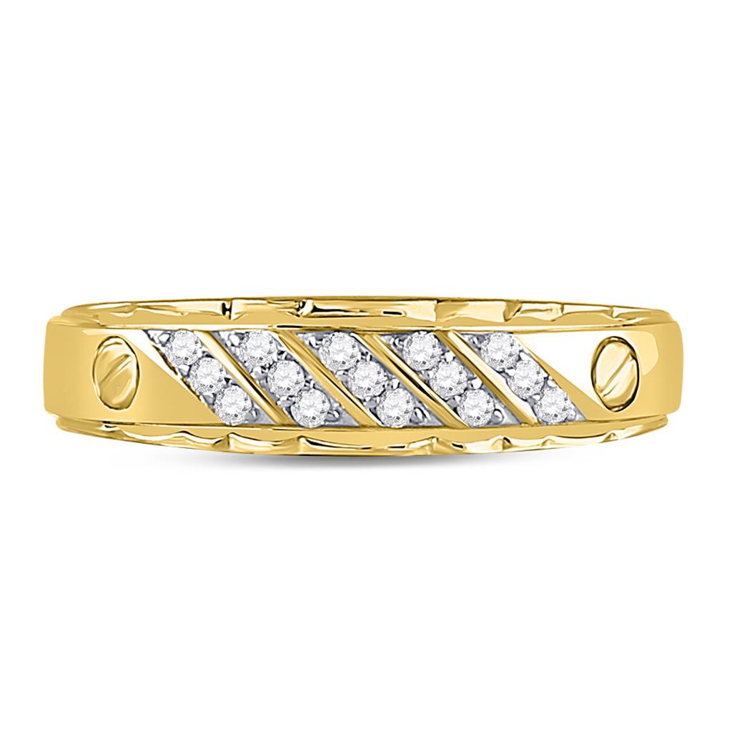 10k Yellow Gold Round Diamond Wedding Band Ring 1/5 Cttw