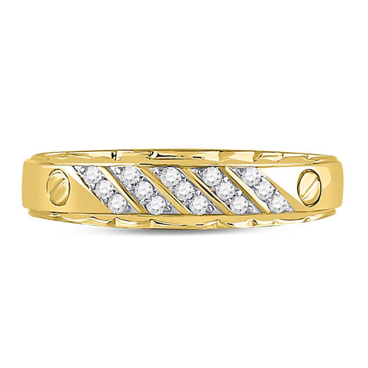 10k Yellow Gold Round Diamond Wedding Band Ring 1/5 Cttw