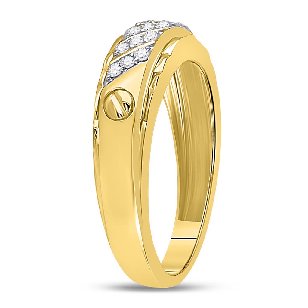 10k Yellow Gold Round Diamond Wedding Band Ring 1/5 Cttw