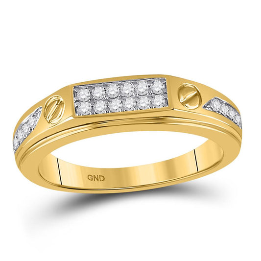 10k Yellow Gold Round Diamond Screw Band Ring 1/4 Cttw