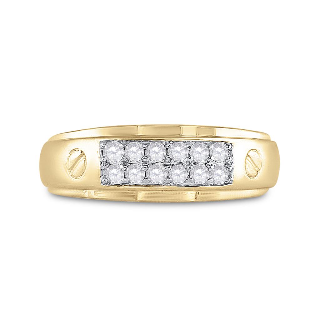 10k Yellow Gold Round Diamond Wedding Band Ring 3/8 Cttw