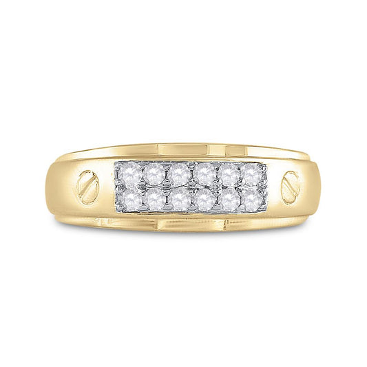 10k Yellow Gold Round Diamond Wedding Band Ring 3/8 Cttw