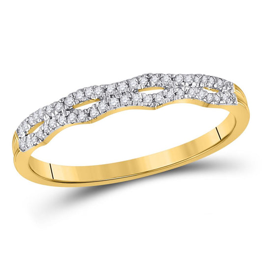 10k Yellow Gold Round Diamond Stackable Band Ring 1/8 Cttw