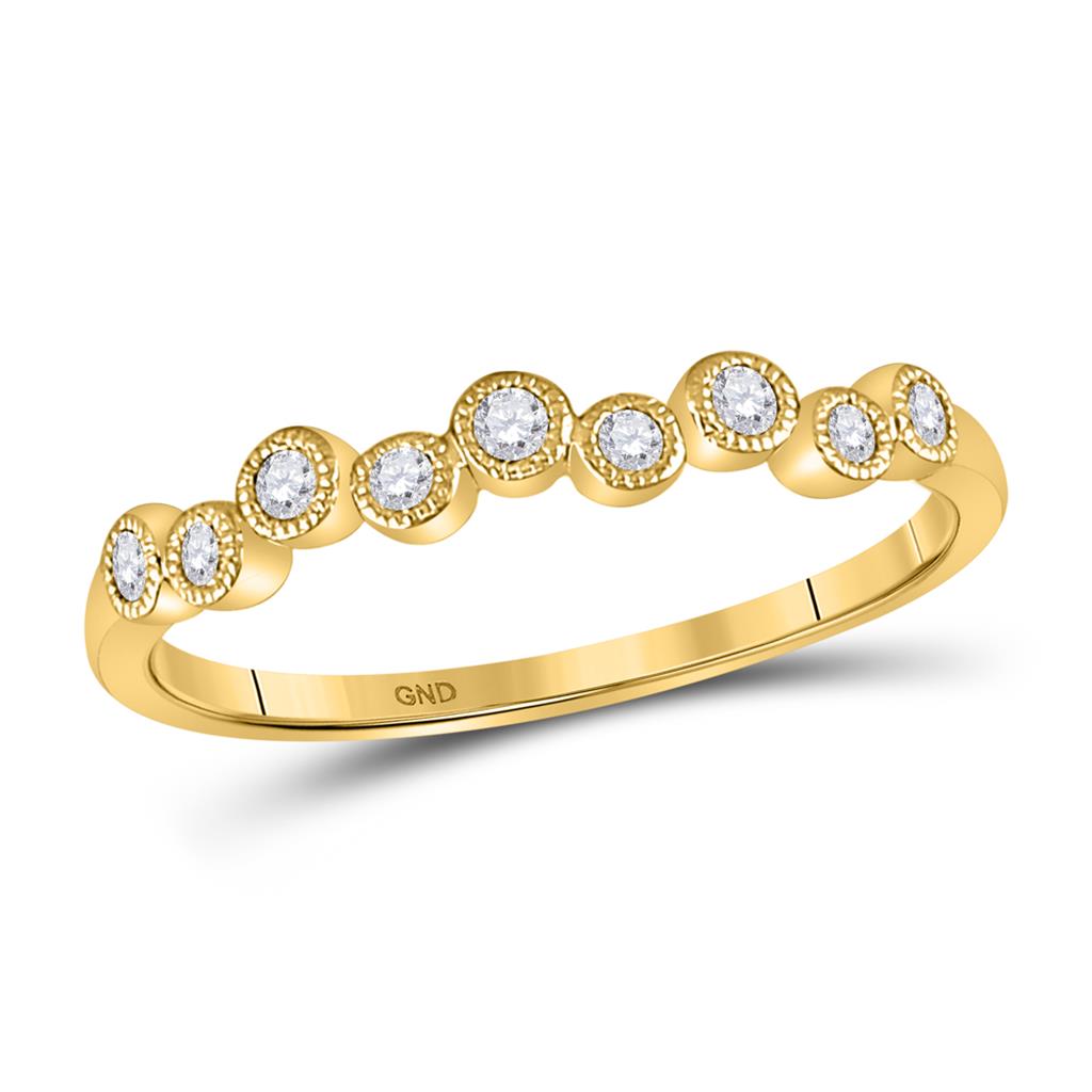 10k Yellow Gold Round Diamond Stackable Band Ring 1/8 Cttw