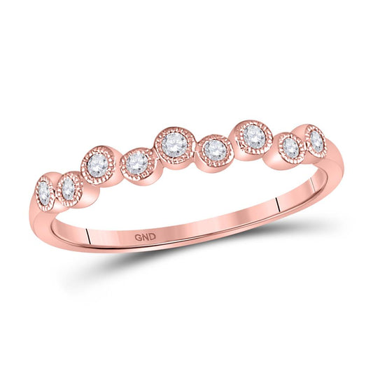 10k Rose Gold Round Diamond Stackable Band Ring 1/8 Cttw