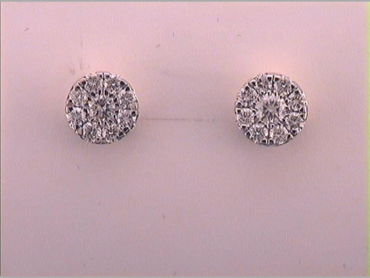 10k Yellow Gold Round Diamond Cluster Earrings 1/2 Cttw