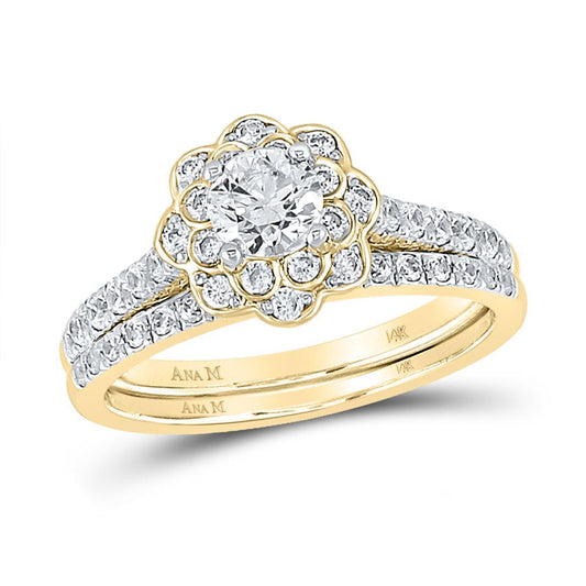 14k Yellow Gold Round Diamond Bridal Wedding Ring Set 1 Cttw (Certified)